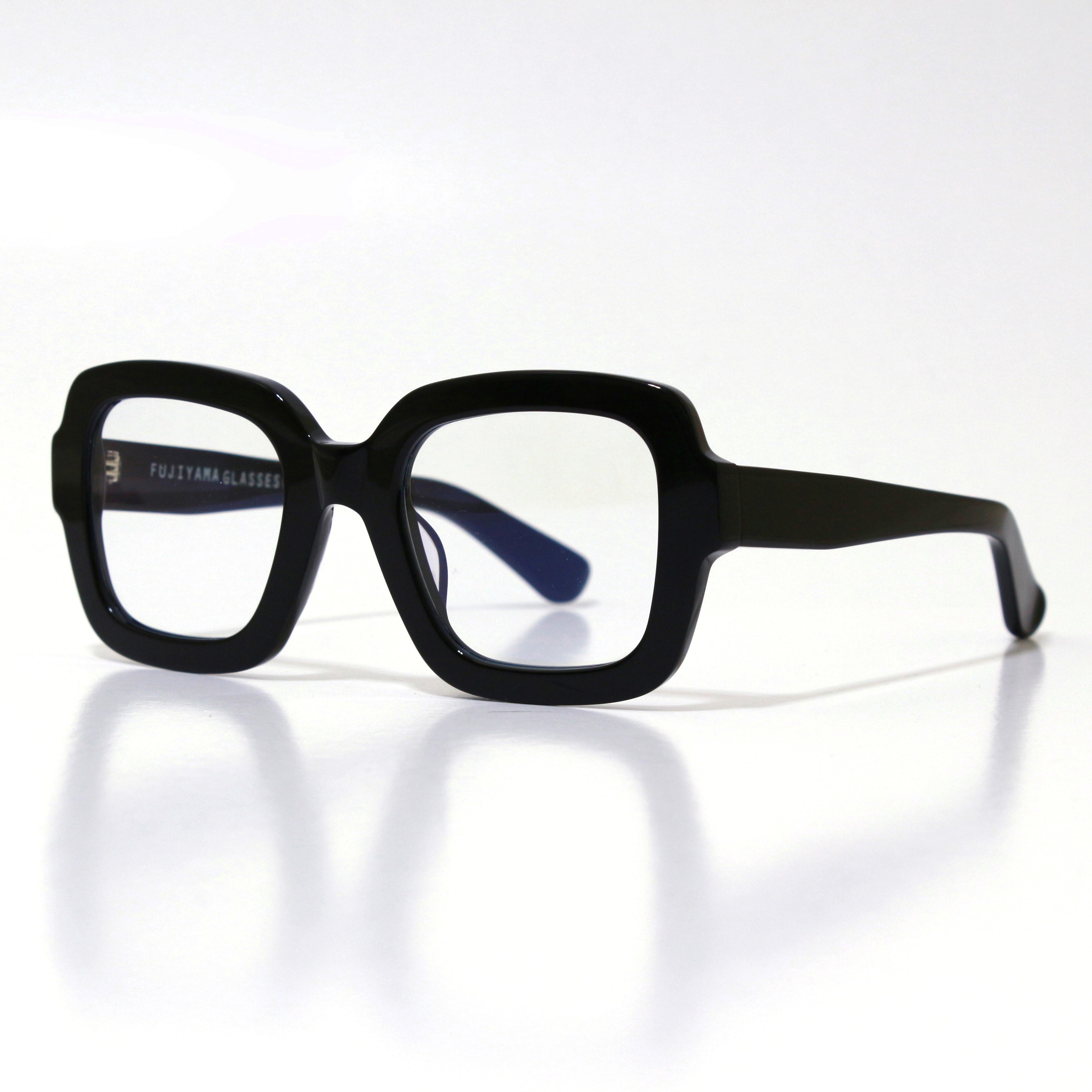 新品高品質富士山眼鏡 スクエア ビッグフレーム ピクセフ PIXEF 黒縁 クリア サングラス/メガネ